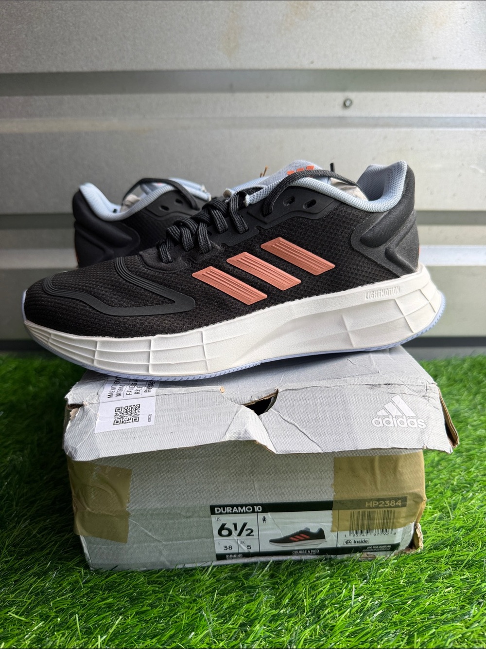 adidas Women’s Duramo 10 Running Shoes - Black with Coral Stripes